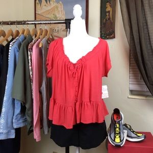 Free People Charlie Ruffled Relaxed T-shirt